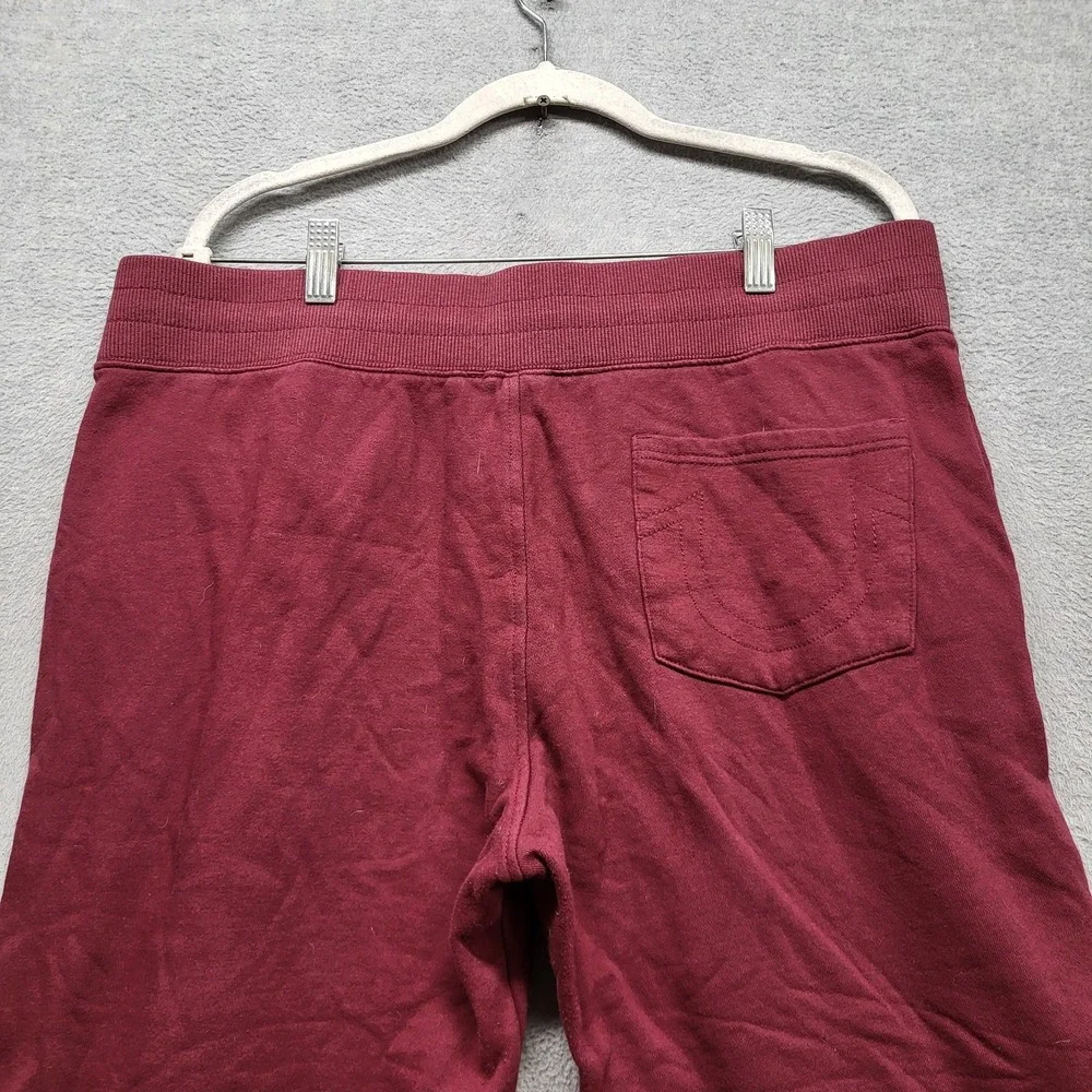 True Religion Men Activewear Pants L/G Burgundy Sweatpants Logo Joggers